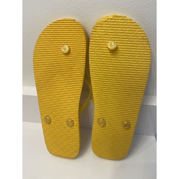 Juncture Women Flip Flops 7/8 M Medium Strawberry Daiquiri Recipe Yellow Barware - Picture 2 of 4